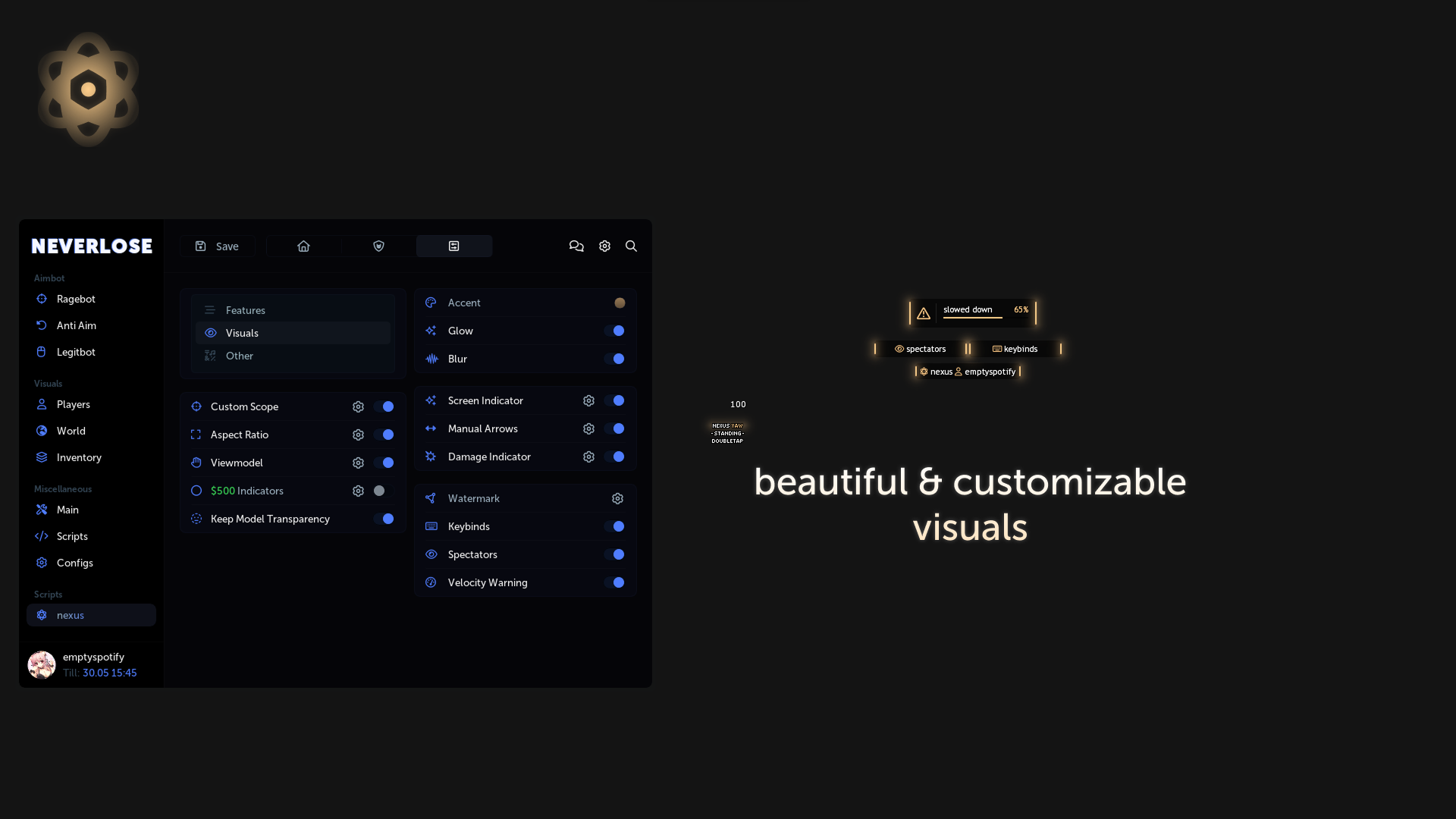 Neverlose Nexus interface